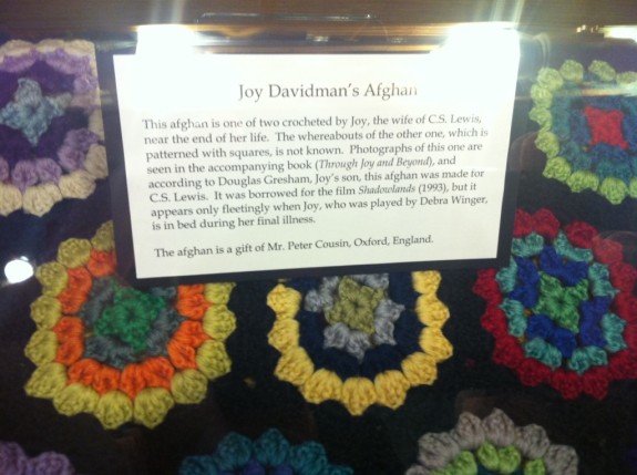Beautiful afghan crocheted by Joy Davidman, C.S. Lewis wife.