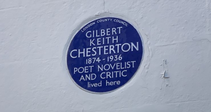 Plaque outside G.K. Chesterton's boyhood home