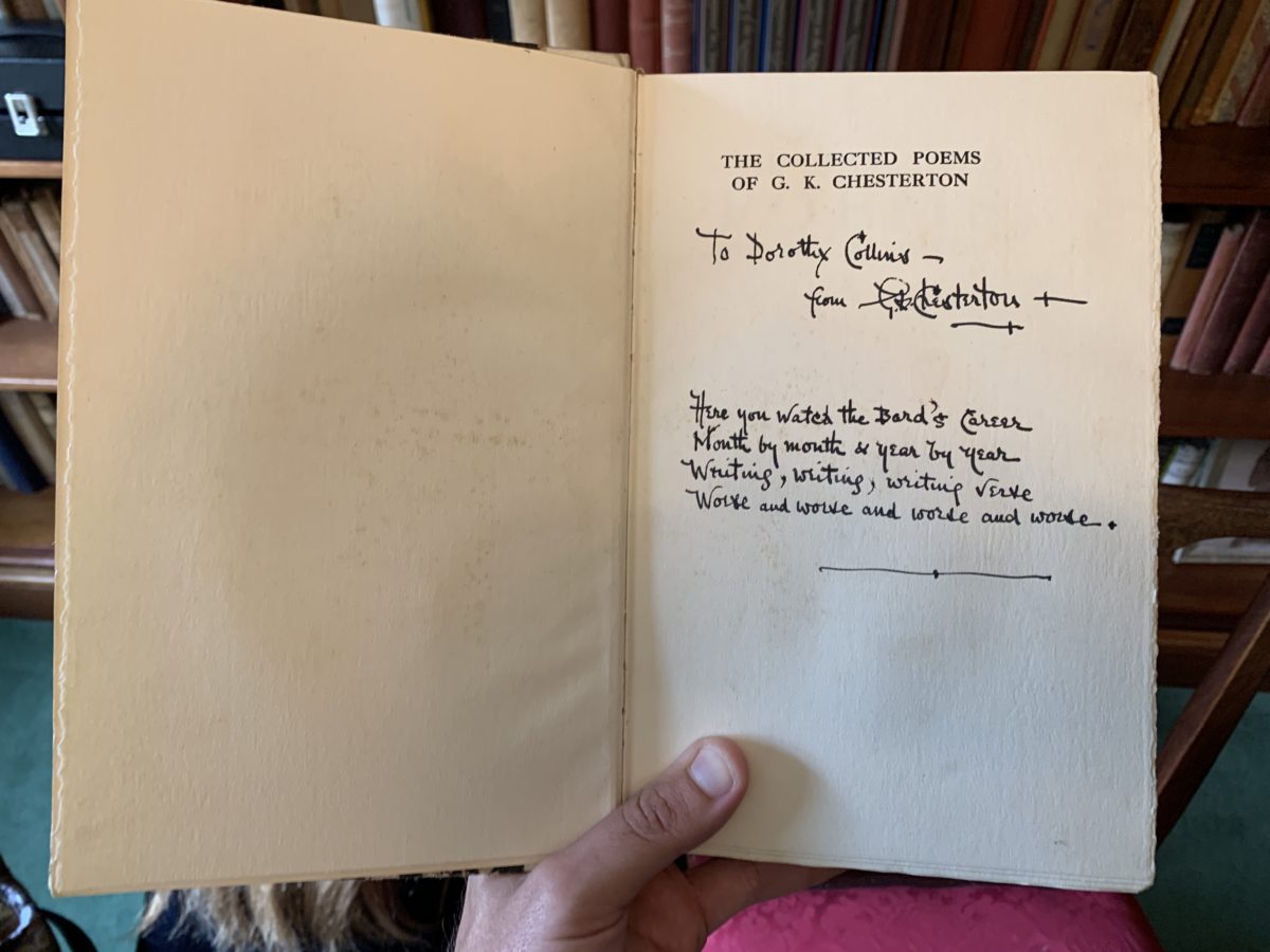 G.K. Chesterton's inscription to Dorothy Collins, in his "Collected Poems of G.K. Chesterton"
