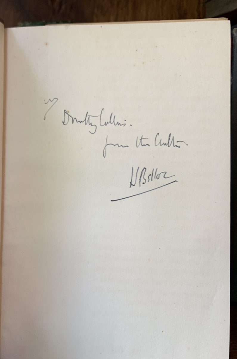 Inscription by Hilaire Belloc in his book on Chesterton