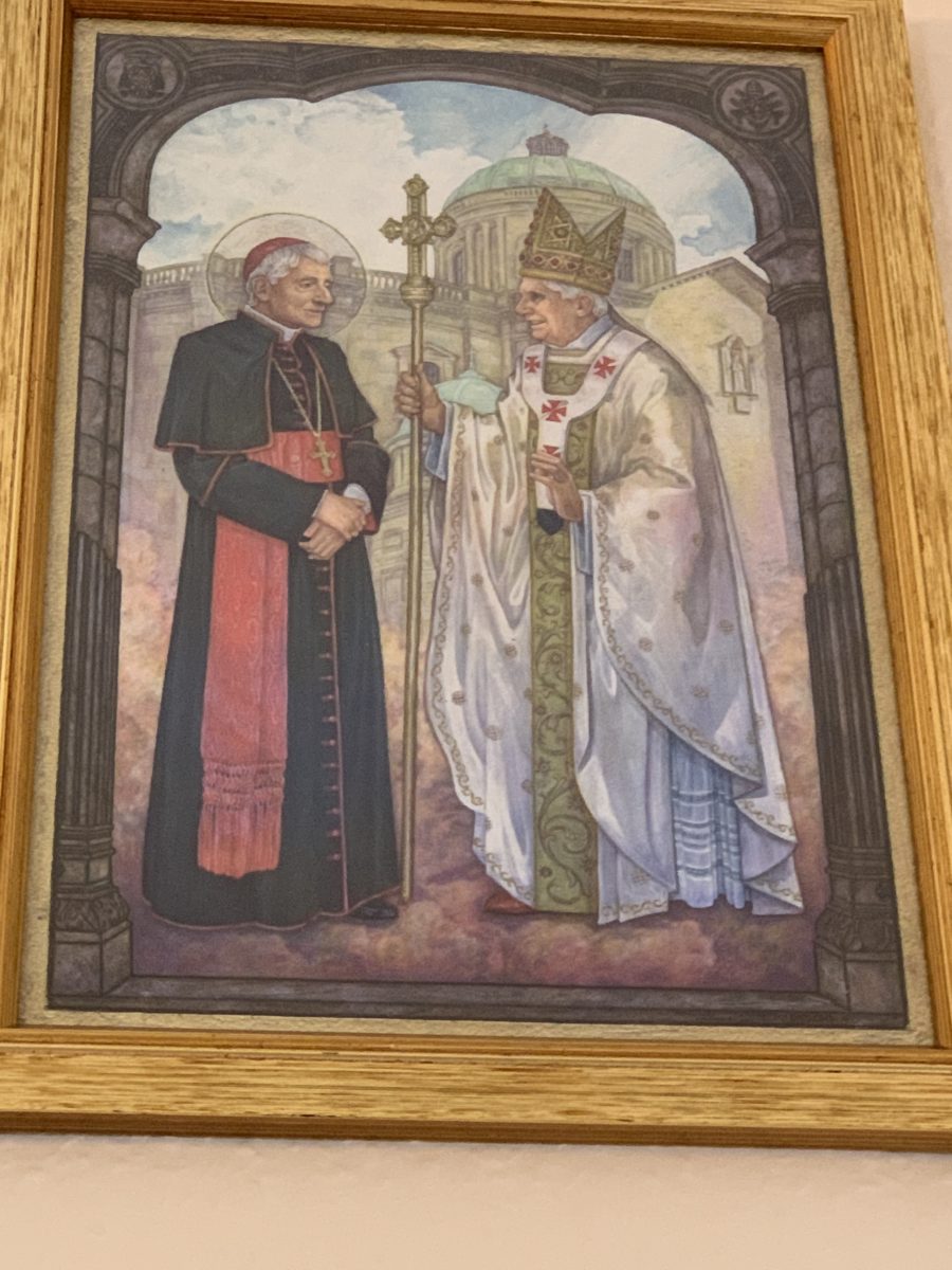 Icon of John Henry Newman with the Pope who beatified him, Benedict XVI