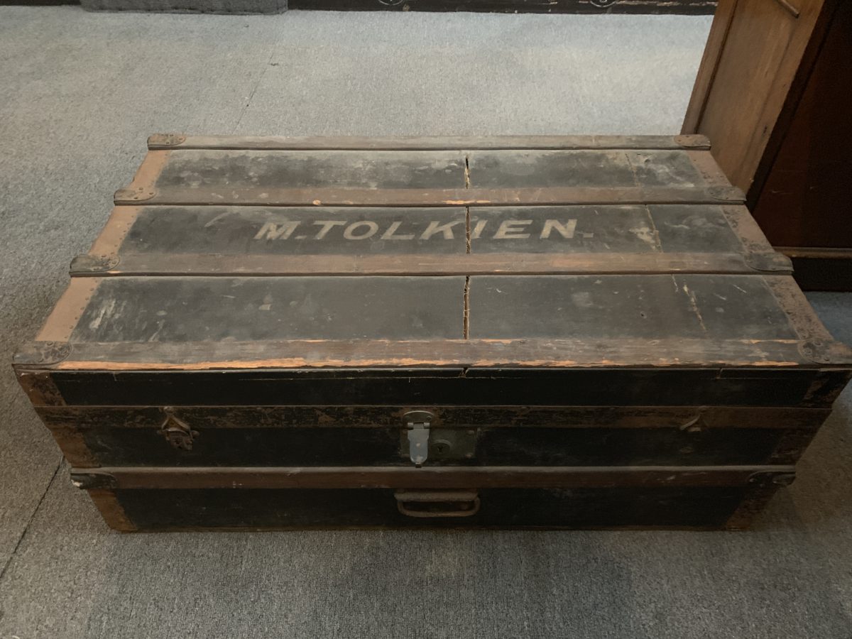 J.R.R. Tolkien's boyhood trunk, stamped with his mother's name (Mabel Tolkien)