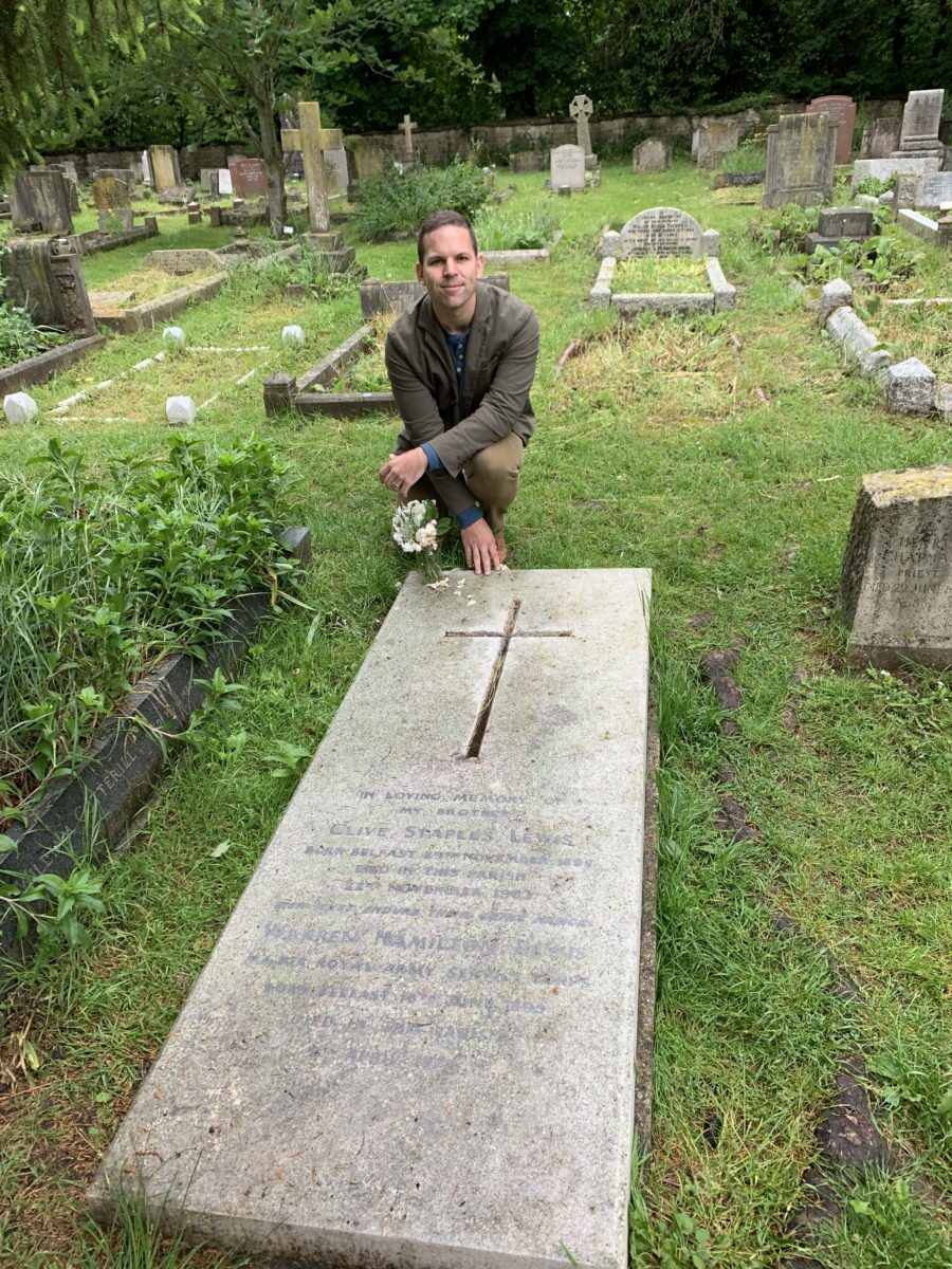 Standing at C.S. Lewis' grave, where he's buried alongside his brother, Warnie.