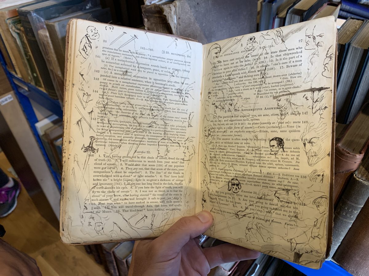 More of Chesterton's doodles inside his boyhood Latin book.